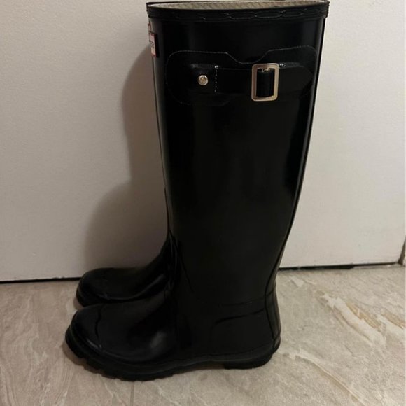 Black Hunter Boots Tall Size 7 - Picture 2 of 2